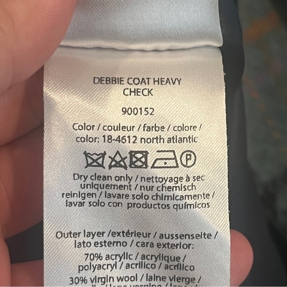 Remain by Birger Christensen Debbie coat heavy check wool blend size 4 gray blue - Picture 8 of 16